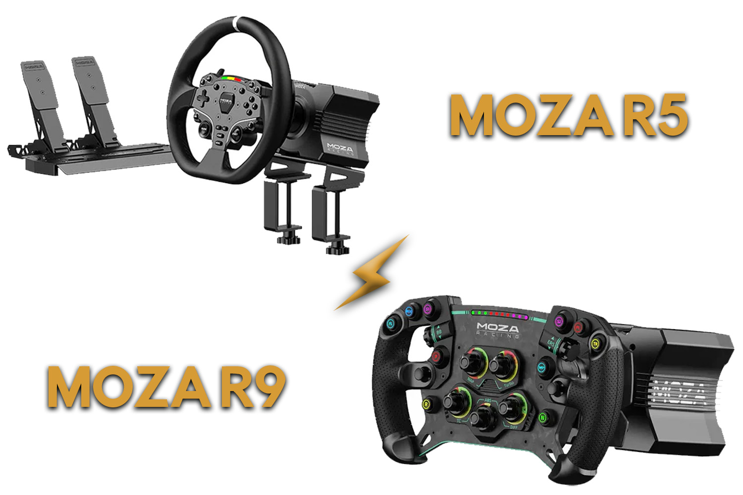 Pacote de corrida simulada Moza R5 VS Moza R9